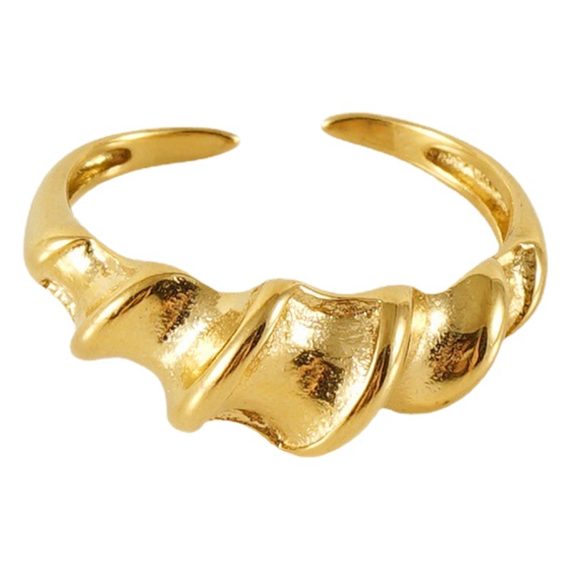 Anillo de torsión ajustable de acero de titanio francés transfronterizo hembra anillo de torsión de hilo irregular de personalidad simple europea y americana