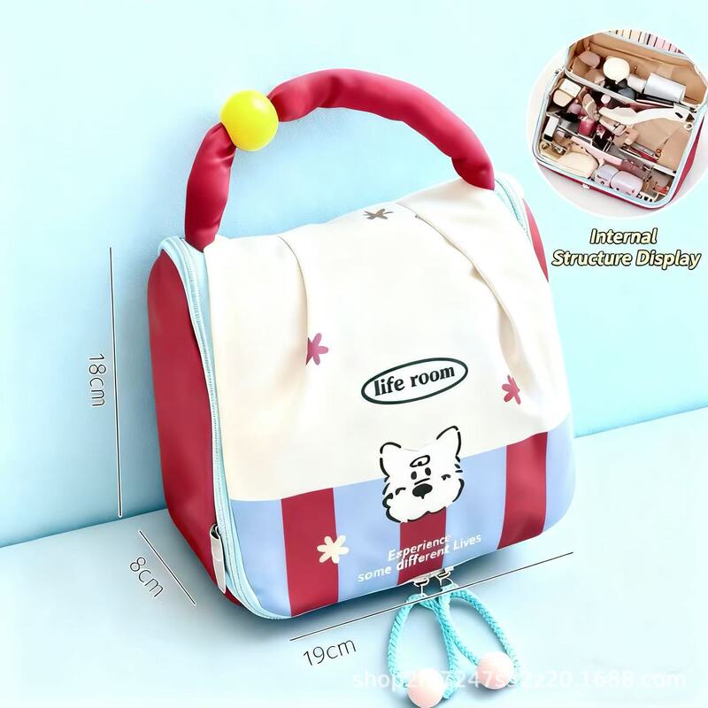 New Cute Canvas Bag with Contrasting Colors, Large Capacity Right-Angle Storage Box, Versatile for Girls' Travel and Toiletries
