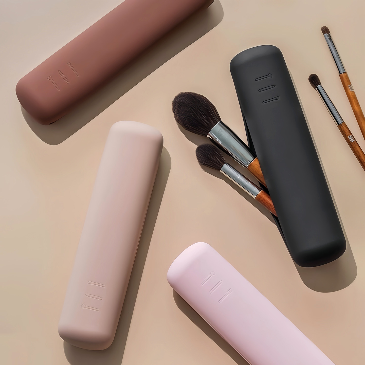 Makeup Brush Storage Bag, Convenient for Travel, Blush and Eyeshadow Brush Holder, Silicone Waterproof, High-Looking Storage Box, Small Bag