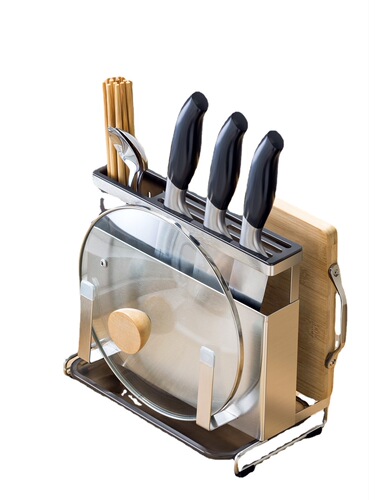 On sale stainless steel knife holder wall-mounted kitchen chopstick cage kitchen knife holder pot lid storage rack knife storage rack
