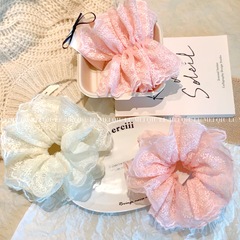 韓國ins甜美刺繡蕾絲花邊大腸圈發圈 高級感網紅仙女發繩跨境髮飾