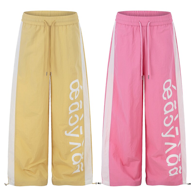 American Street Style Long Pants for Women, Trendy Letter Print Patchwork Long Pants, Wholesale for Men and Women American Street Style Long Pants for Women, Trendy Letter Print Patchwork Long Pants, Wholesale for Men and Women