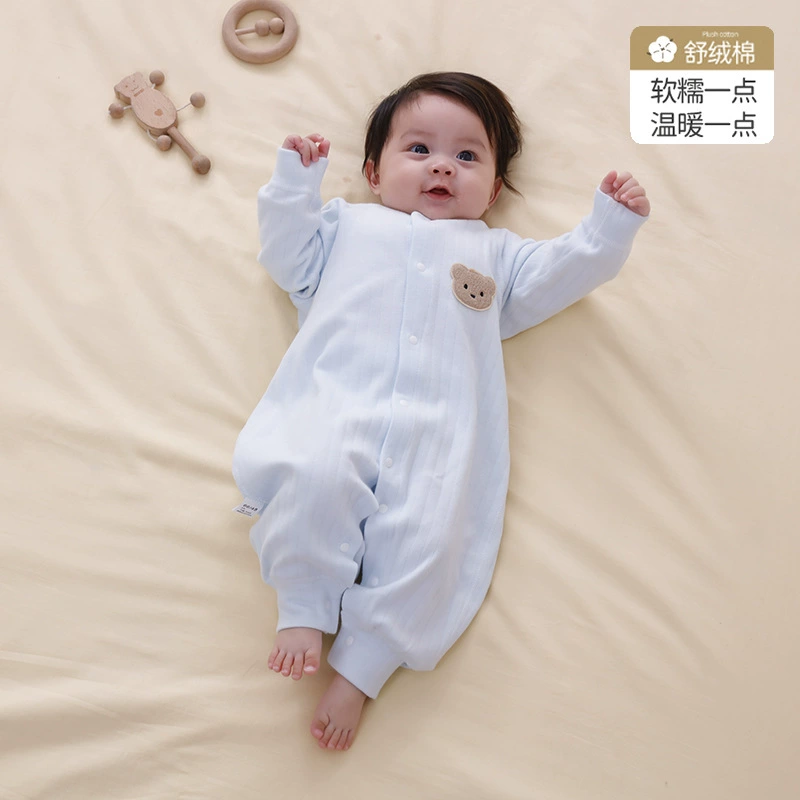 Children's autumn velvet cotton keep warm demi-season bodysuit, thermal underwear for new born, overall for early age