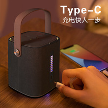 跨境外贸私模蓝牙音箱防水便携式圆柱型蓝牙音响户外插卡布艺音响