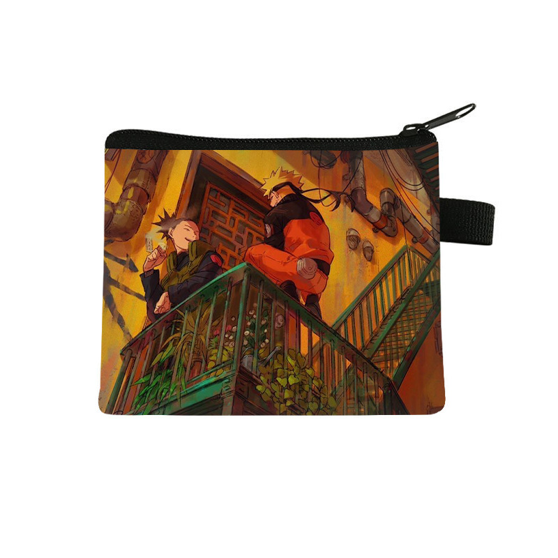 Nuevo Naruto niños monedero estudiante tendencia auricular moda bolsa de almacenamiento tendencia cremallera titular de la tarjeta al por mayor