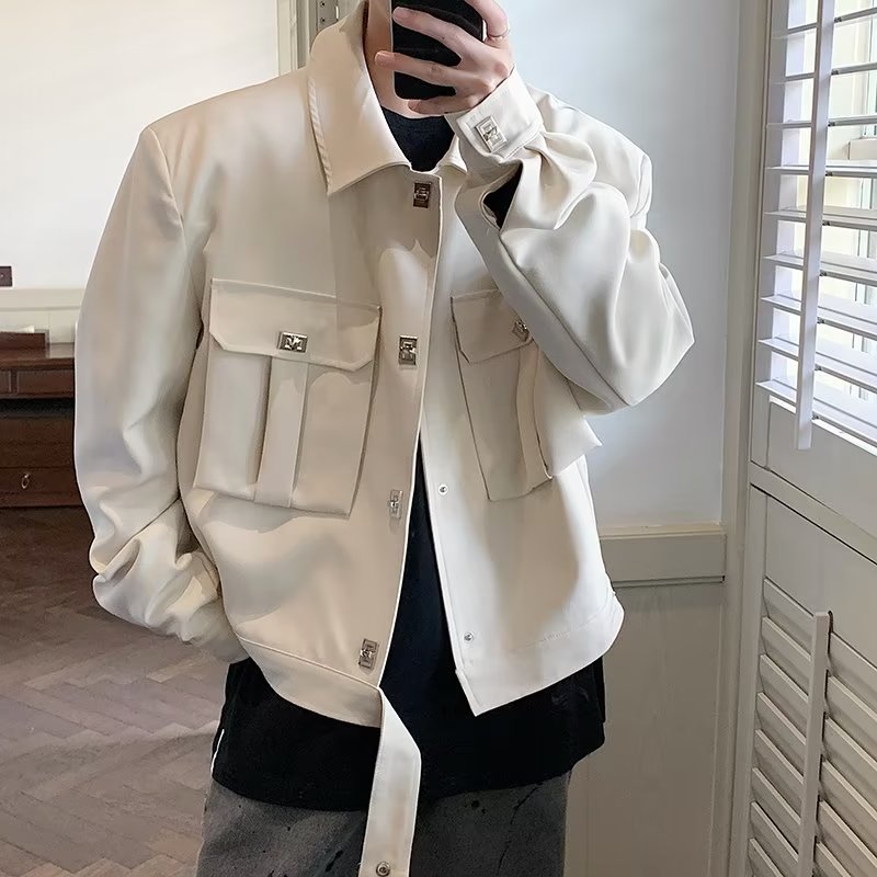 Otoño e invierno estilo Hong Kong sentido de diseño chaqueta de nicho chaqueta casual suelta coreana para hombres chaqueta de rebeca callejera frita joven