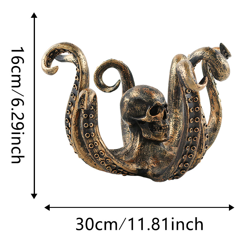  New Bronze Squid Sculpture Creative Skull Octopus Resin Ornaments Octopus Storage Hanging Ornaments