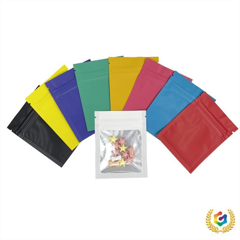 ↬100个价 7x9cm哑光彩色透明窗口镀铝自封袋密实包装袋现货小袋