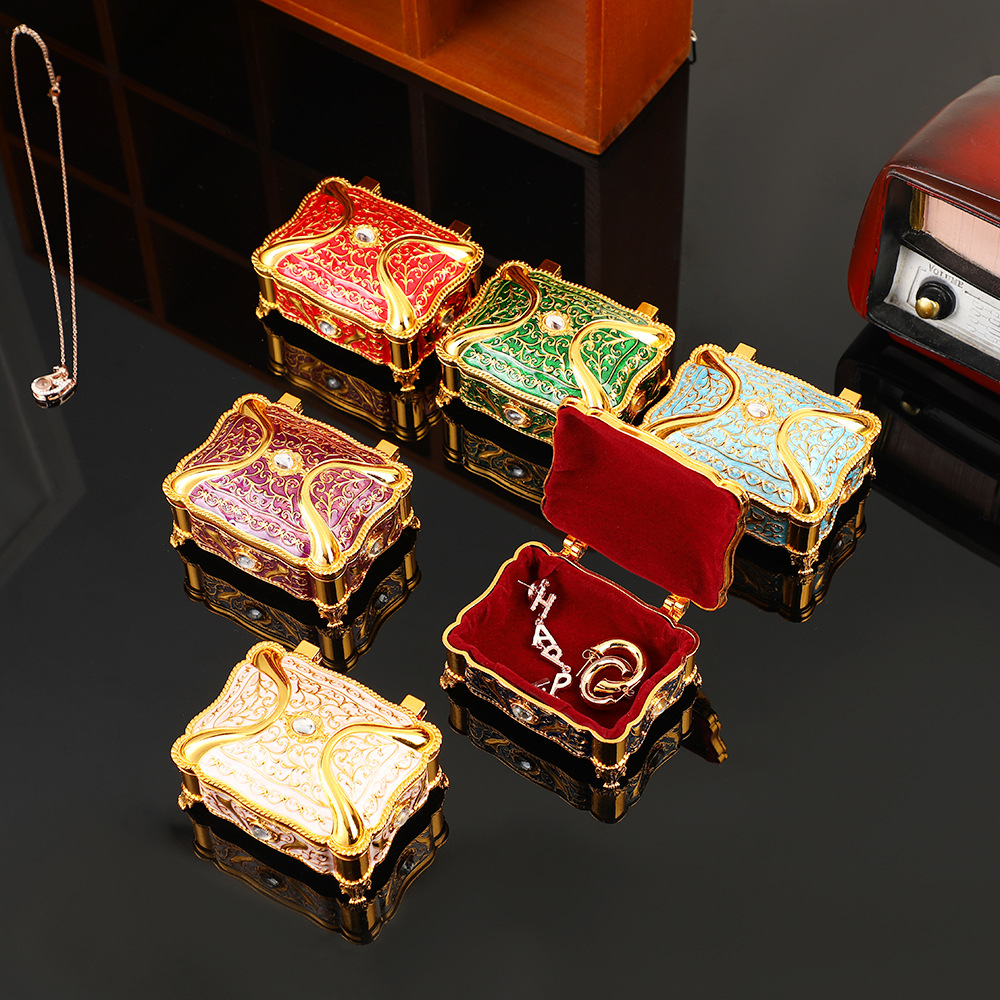 Retro Creative European Color Alloy Jewelry Box Jewelry Desktop Storage Jewelry Box for Girlfriends Birthday Gift