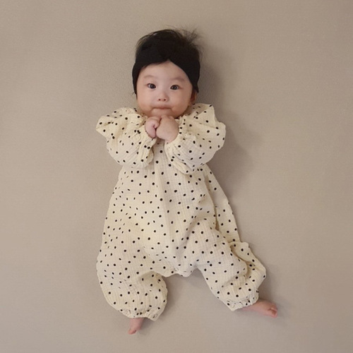 Infants and young children spring and autumn long-sleeved cute jumpsuits for men and women, loose and casual Korean-style rompers and stylish harem suits