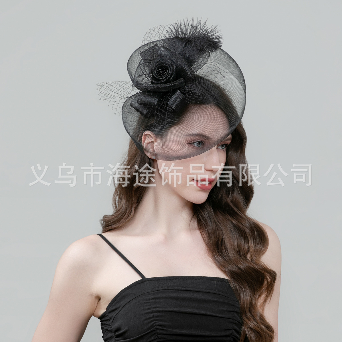 Cross-border European and American vintage-style mesh headwear, bridal hair accessories, headbands, hair clips, stage accessories