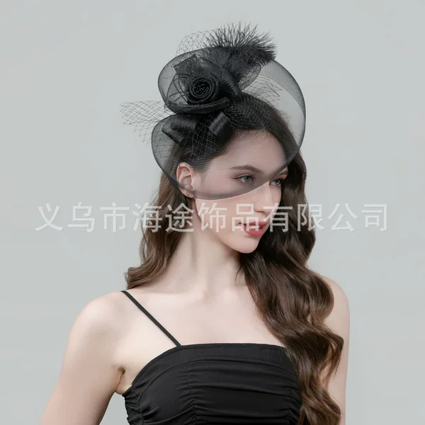 Cross-border European and American vintage-style mesh headwear, bridal hair accessories, headbands, hair clips, stage accessories