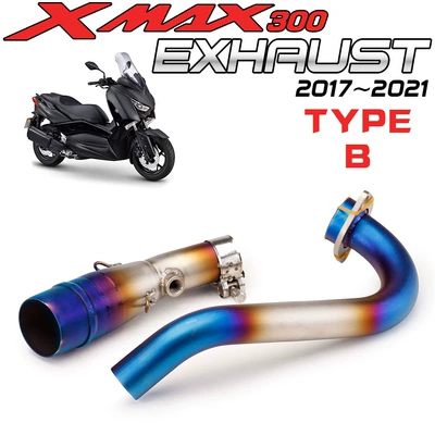 Suitable for Yamaha Scooter Motorcycle exhaust pipe - half-blue-front-section-middle-section-with-oxygen-port
