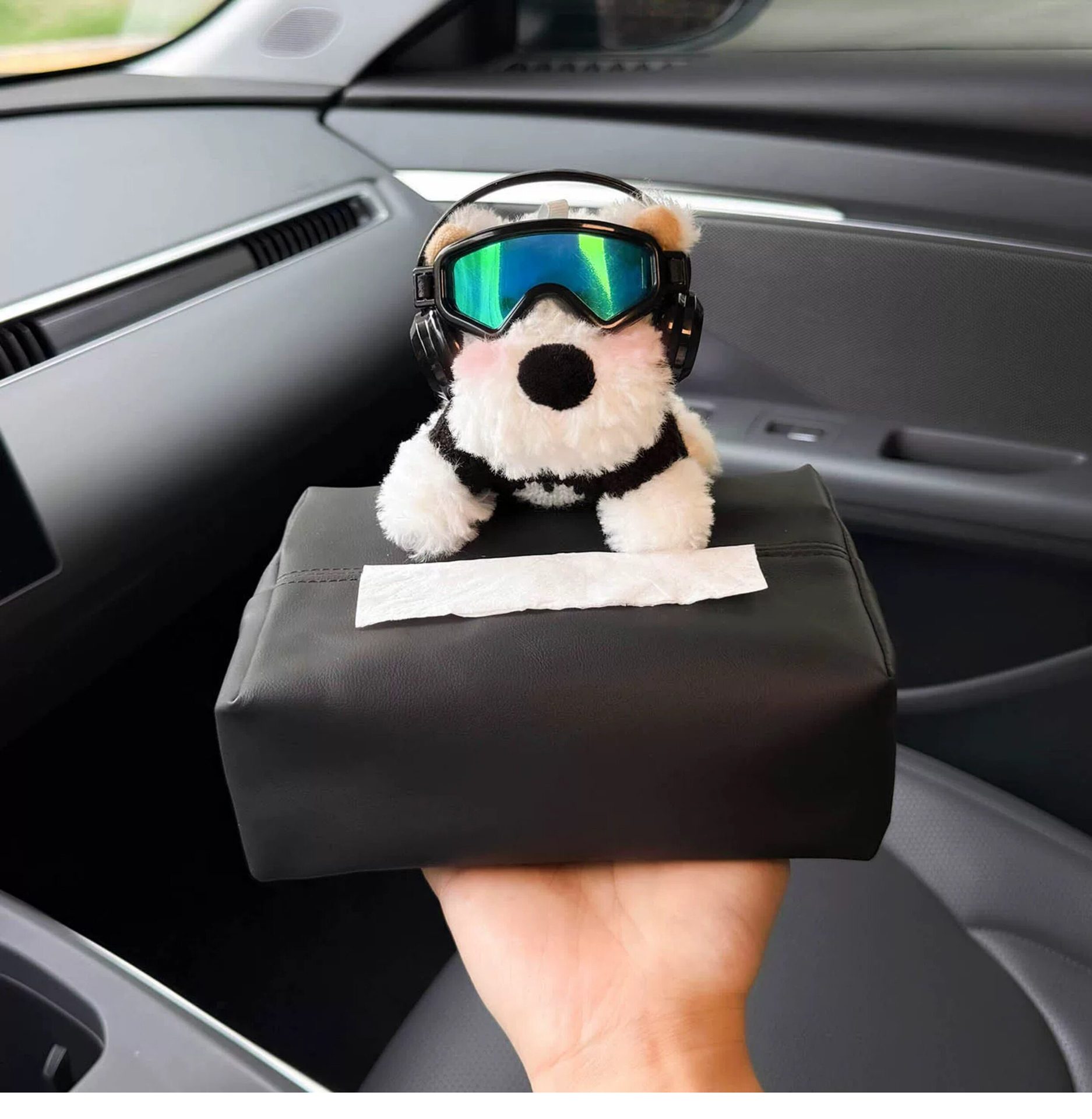 2026 New Model West Highland Car Tissue Box, Car Interior Armrest Box Tissue Holder, Seat-Mounted Car Tissue Bag, Cute