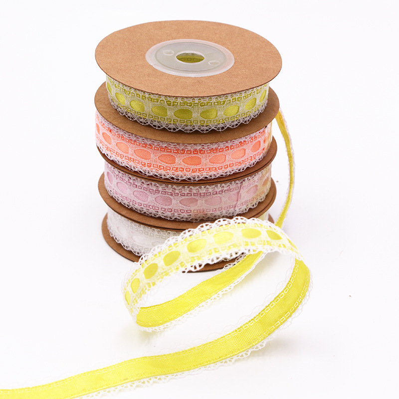 (2개) 공장 15MM 봄과 여름 폴리 에스터 비 탄성 레이스 리본 헤어 액세서리 활 선물 꽃 포장 리본