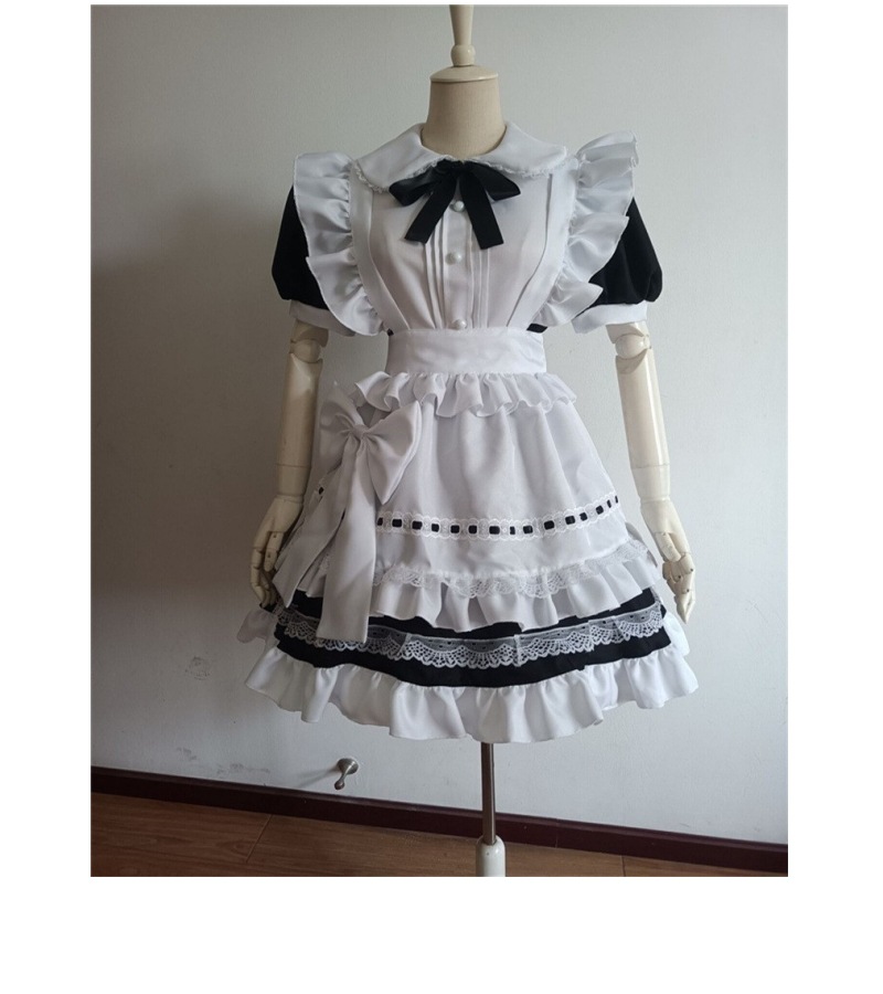 传统女佣短裙短袖女仆装伪娘英国管家cosplay日系制服 可爱连衣裙