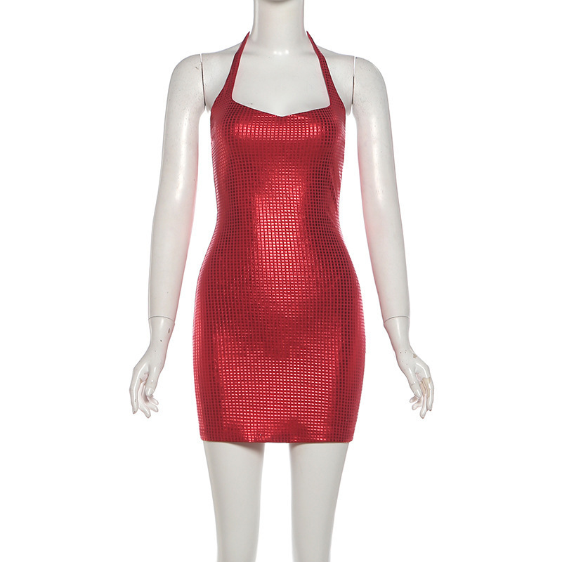2026 European And American Spring New Fashion Sexy Slim Waist Personality Halter Neck Bodycon Dress For Women_ecoleips.com