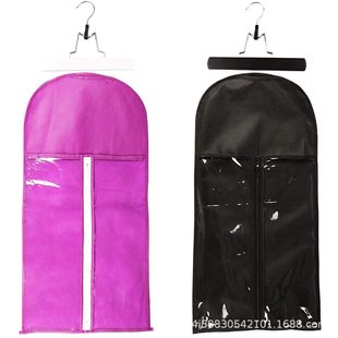 2 PCs Wig Storage Bag Wooden Hanger Folding Wig Storage Bag Dustproof Portable Wig Storage Bag