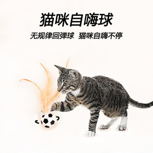 Factory Direct Sales Cat Self-Pleasure Toy Ball Elastic Chicken Feather Ball Interactive Boredom Relief Throwing Cat Toy Cat Teasing Artifact