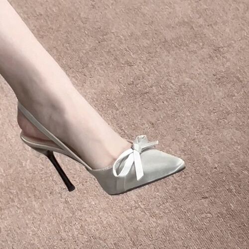 Korean-style bow elegant temperament hat sandals for dates fairy wind matching skirt pointed-toe stiletto heels