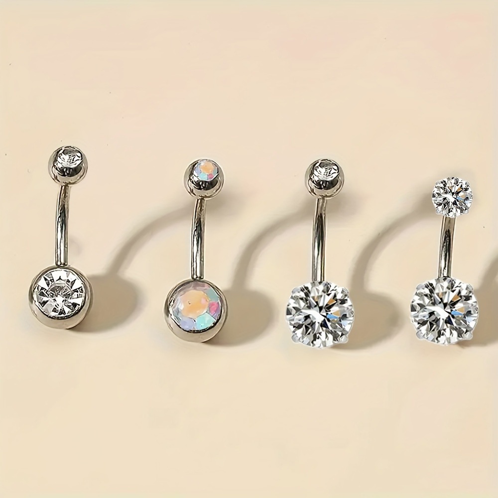 Set med 8 navelpiercingar i rostfritt stål med zirkonia_voghion.com