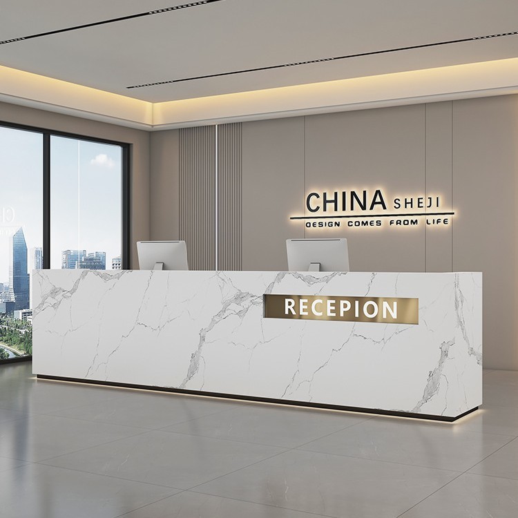 会社フロントデスク受付デスクホテルロビー塗装バーテーブル不動産大理石カウンターレジDZ|undefined