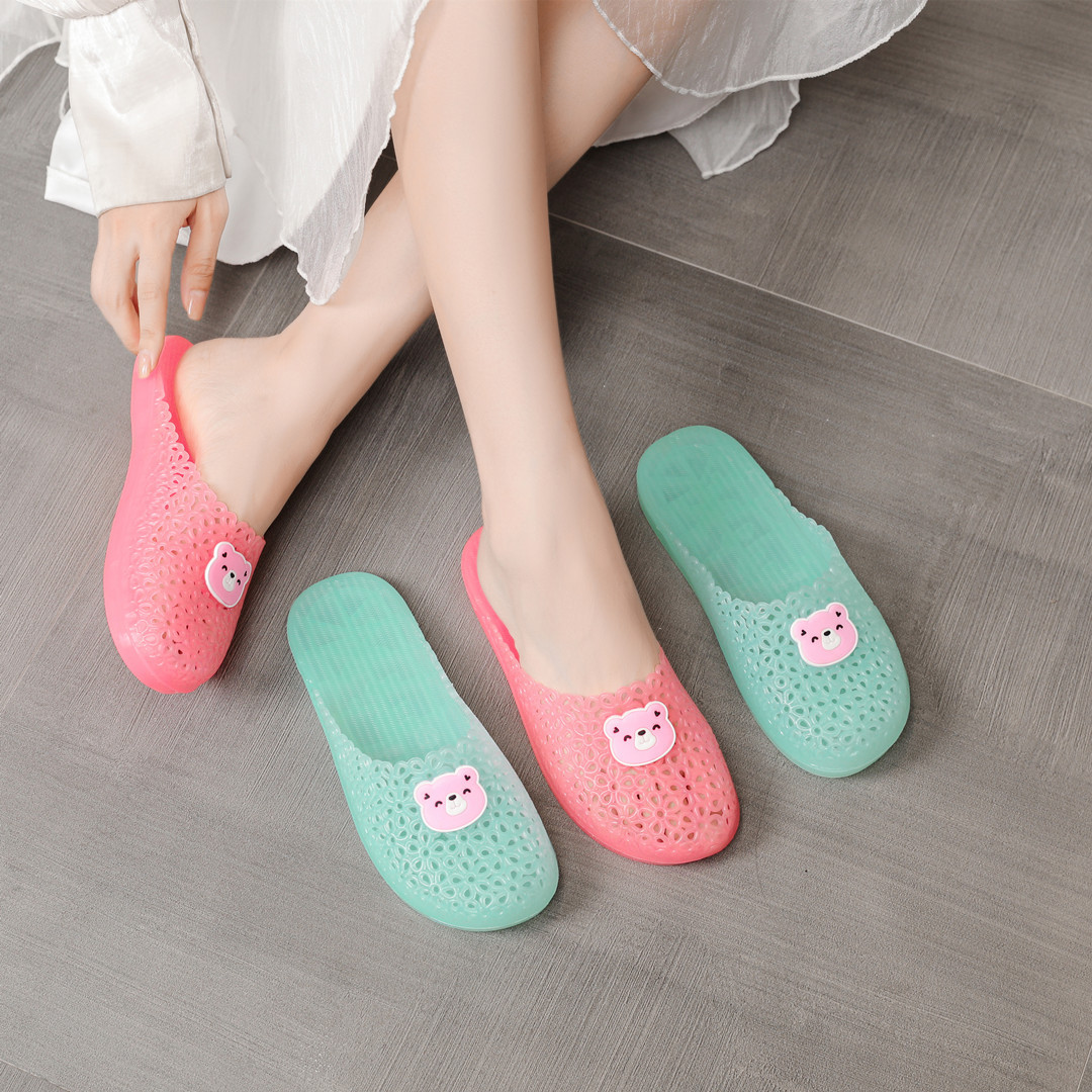 Baotou Cave Shoes Women's Summer New Home Soft Bottom Transparent Crystal Non-Slip Non-Stinky Feet Jelly Sandals Half Slippers