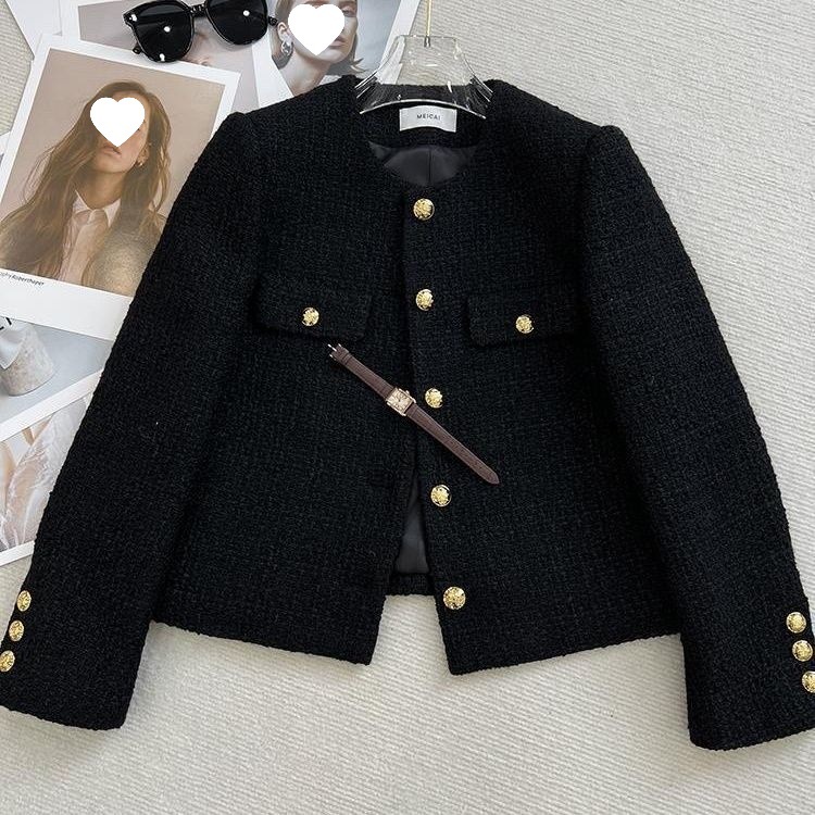 2025 Spring and Autumn New Style Round Neck Short Tweed Jacket for Petite Women French Style Tweed One-Piece Manufacturer