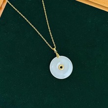 玉髓金镶玉吊坠 玛瑙平安扣男女款饰品挂件直播礼品厂家直销