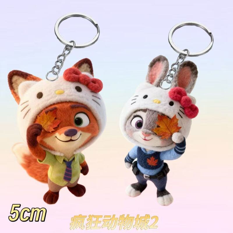 Crazy Animal Peripheral Cartoon Judy Cute Link Nick Couple Acrylic School Bag Keychain Pendant Gift