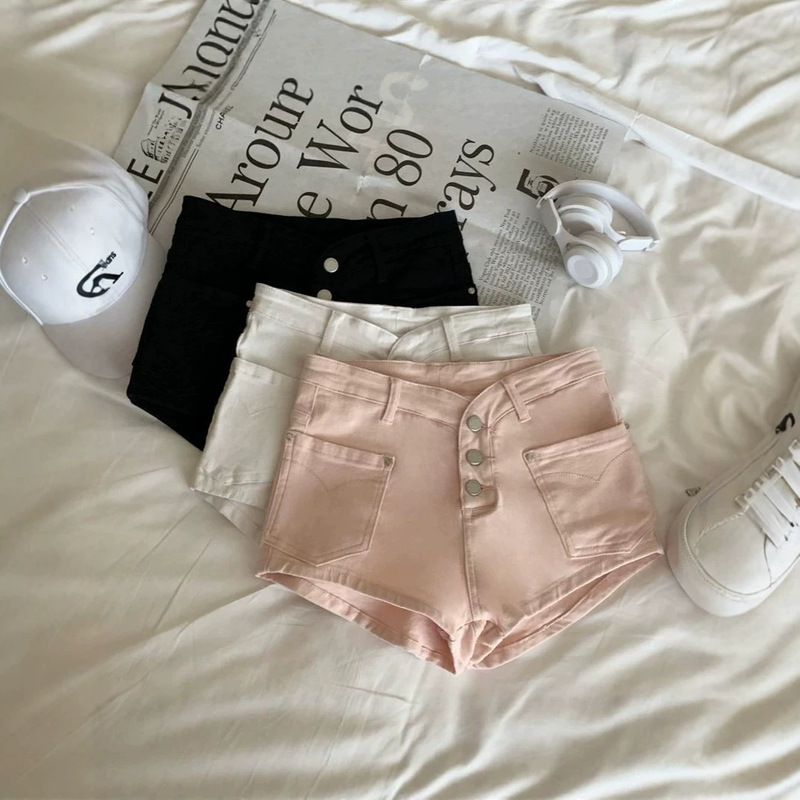 Hot Girl Pink Denim Ultra-Short Shorts for Women, New Summer Style, American High-Waisted Slimming Shorts, Tight-Fitting Hip-Hugging Hot Pants Ins Hot Girl Pink Denim Ultra-Short Shorts for Women, New Summer Style, American High-Waisted Slimming Shorts, Tight-Fitting Hip-Hugging Hot Pants Ins