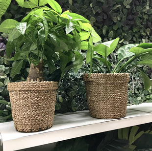 Scandinavian Style New Straw Flower Basket Ikea Same Style Hand-Woven Storage Living Room Balcony Decoration Potted Green Plants
