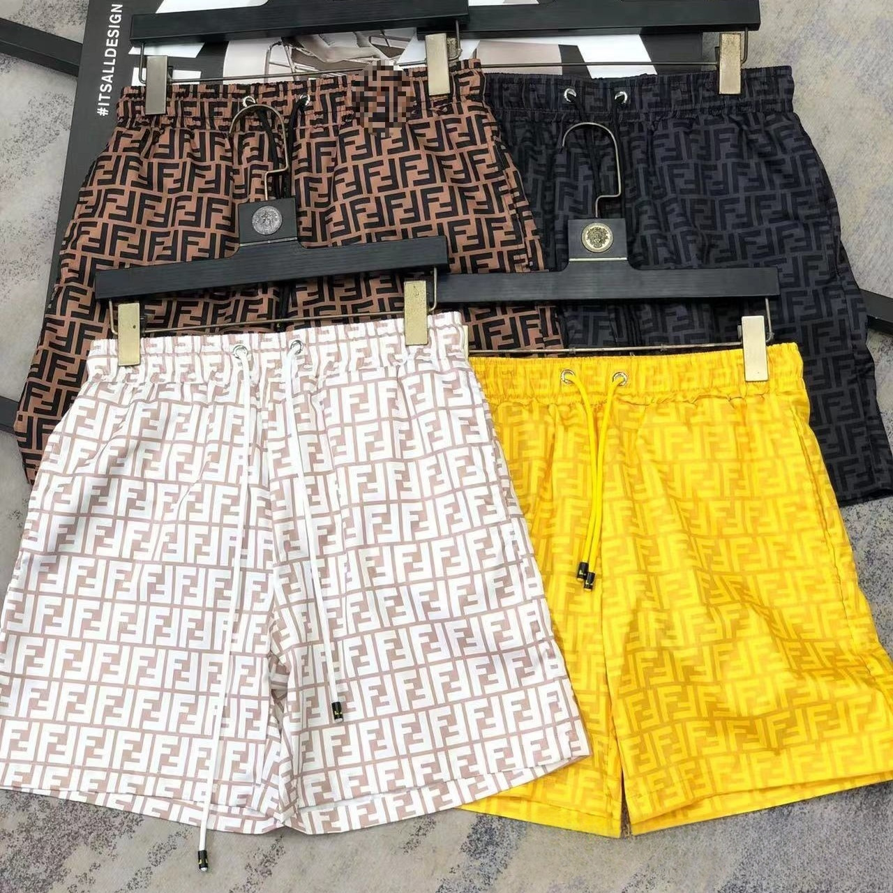 Cross-Border Cross-Border Summer New Trendy Brand Men's Beach Pants Double F Letter Seaside Swimming Quick-Drying Leisure Sports
