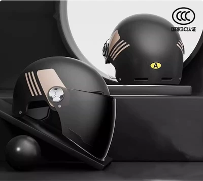 Motosiklet kaskı (dəbilqə) Motorcycle Helmet for Men - new-national-standard-a-standard-simple-black-sunscreen-long-mirror