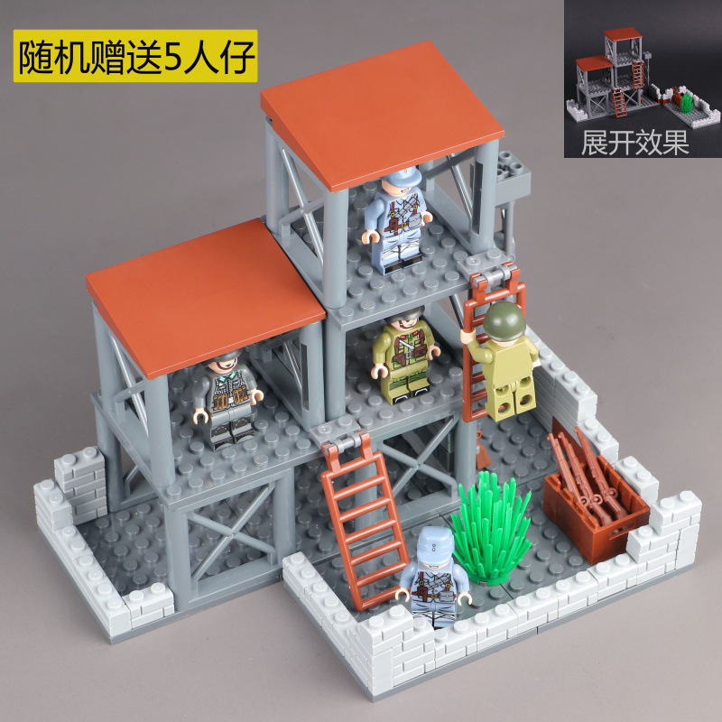 レゴミリタリーベースビルディングブロック、大型シーン、廃墟、要塞、少年用組み立て知育玩具と互換性があります。|undefined
