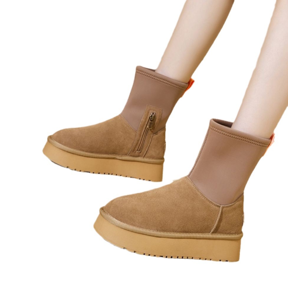 Botas de nieve para mujeres otoño y invierno 2024 nueva moda simple en una sola calentamiento anti-deslizante zapatos de algodón casuales