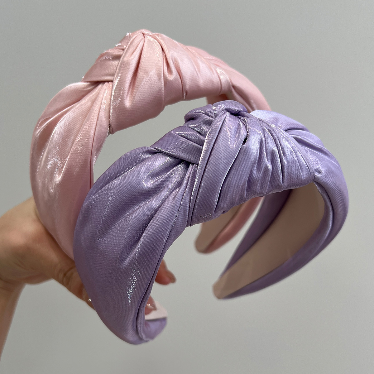 新款韓國優雅氣質絲光緞面發箍女寬邊打結外出壓發髮夾髮飾發箍潮