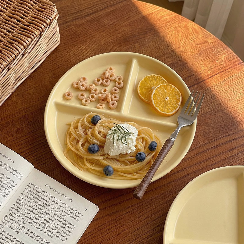 Breakfast Compartmentalized Plate, High Aesthetic Value, 211 Divided Plate, Ceramic Three-Compartment Plate, Deepened Weight Loss Portion Control Plate, Fat Reduction Plate Breakfast Compartmentalized Plate, High Aesthetic Value, 211 Divided Plate, Ceramic Three-Compartment Plate, Deepened Weight Loss Portion Control Plate, Fat Reduction Plate
