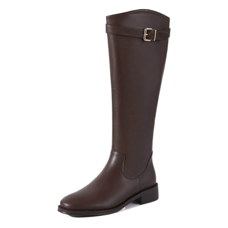 2024 новые осенне-зимние высокие сапоги на низком каблуке для женщин, рыцарские сапоги, сапоги выше колена с круглым носком, утягивающие сапоги для женщин