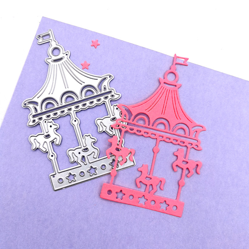 scrapbooking DIY切割刀模 碳鋼刀模 壓花刀模模板遊樂園旋轉木馬