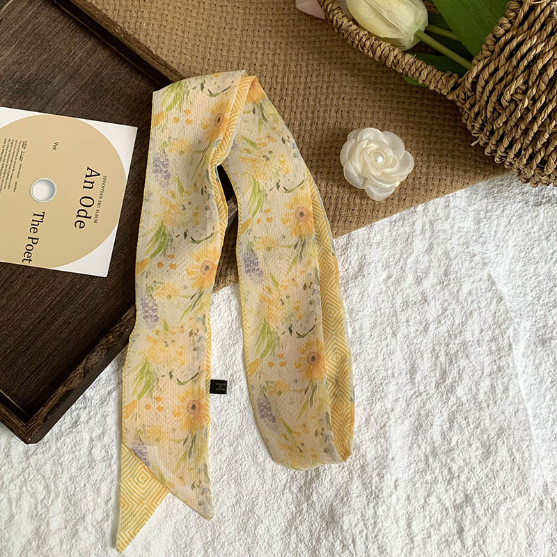 Bufanda de seda, bufanda pequeña de moda de alta gama, flor de todo fósforo, clip tridimensional, decoración de flores, serpentín, diadema