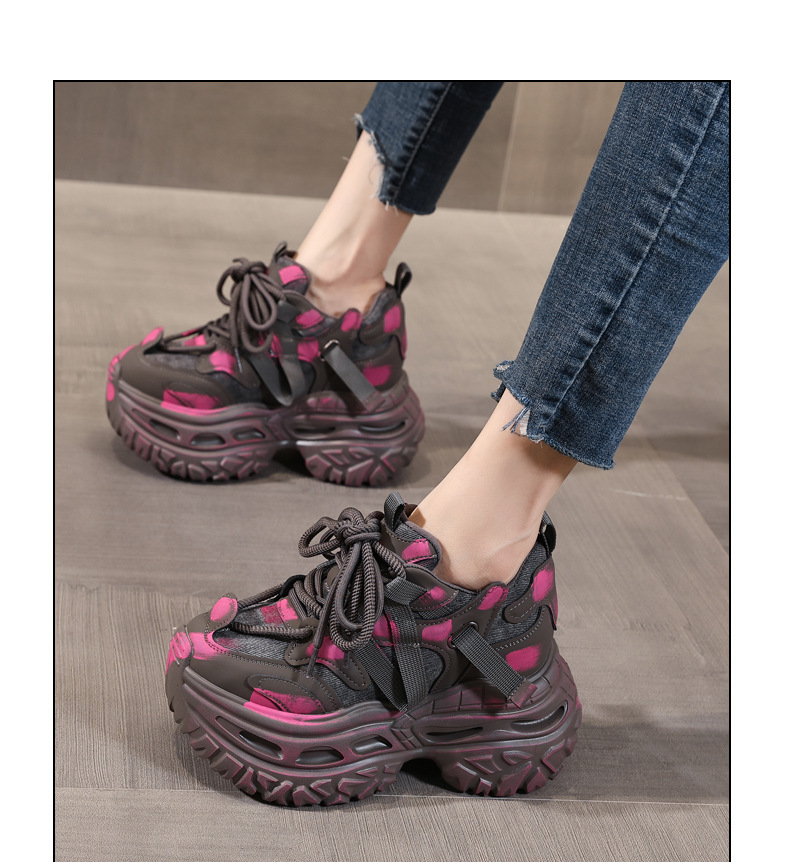 Giày sneaker nữ chunky đế dày nâng chiều cao phong cách Hàn Quốc — màu đen chi tiết 12