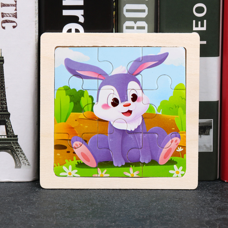 Puzzle pequeño plano de madera de 9 piezas Animal Ocean Traffic Kindergarten Educación temprana Juguetes educativos Puzzle simple de entrada