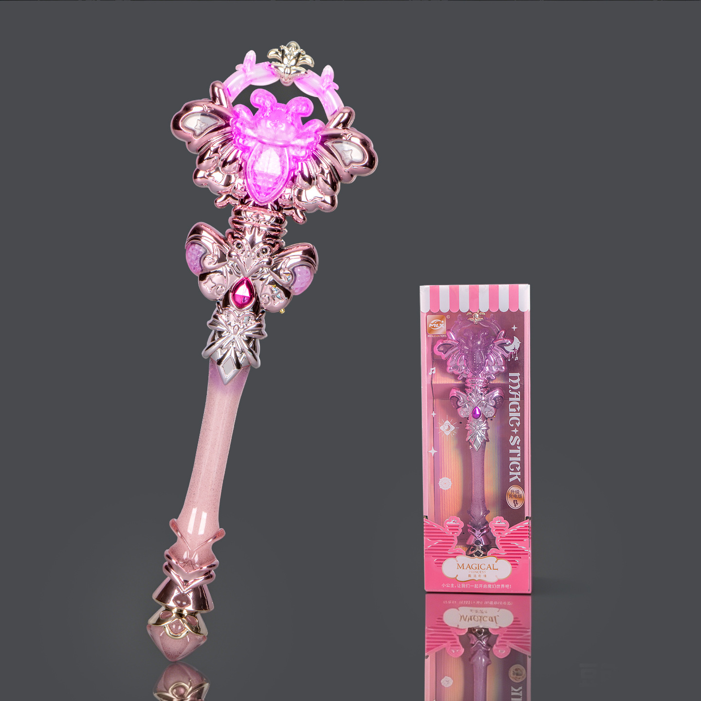 Dreamy Spinning Ball Scepter Magic Wand Rechargeable Crystal Fairy Wand for Children and Girls - Wholesale Small Commodities