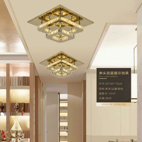 Cross-border LED crystal ceiling lamp square aisle lamp simple entrance corridor lighting entrance balcony lamp 110V