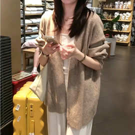 韩系慵懒氛围感上衣2026早秋新款宽松漂亮针织毛衣开衫外套女