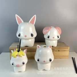 陶瓷圣诞摆件创意LED夜灯香氛围灯创意卡通动物香薰瓶家居摆件
