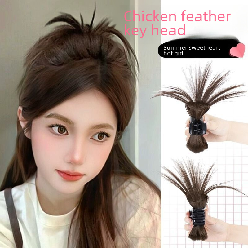 Fermaglio per capelli accessori per capelli fritti vento pigro piuma di pollo volano testa fontana coda di cavallo alta ragazza calda nido di pollo fermaglio per capelli borsa per capelli_voghion.com