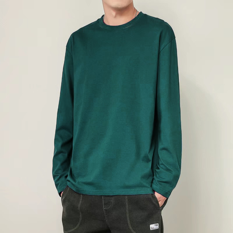 Camiseta blanca de manga larga básica, chaqueta de otoño, t coreana, cultura universal, chaqueta de hombre, una chaqueta de cabello