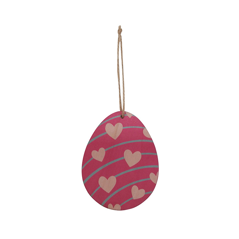 Cruz-frontera popular colgante de huevo de madera uv impresión decoración de pascua oval artesanía de madera huevo de colores chip de madera